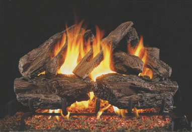 gas log set - charred red oak